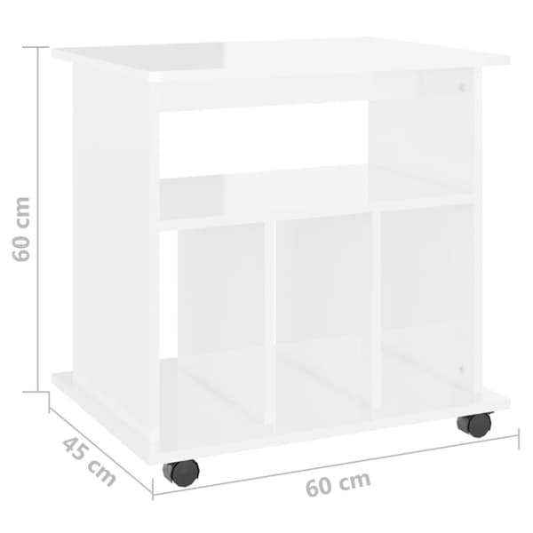 Skåp med hjul vit högglans 60x45x60 cm konstruerat trä