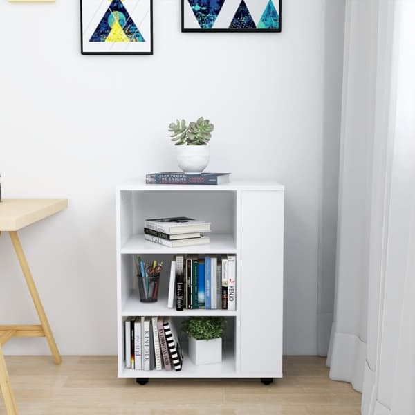 rulleskab 60x35x75 cm konstrueret træ hvid