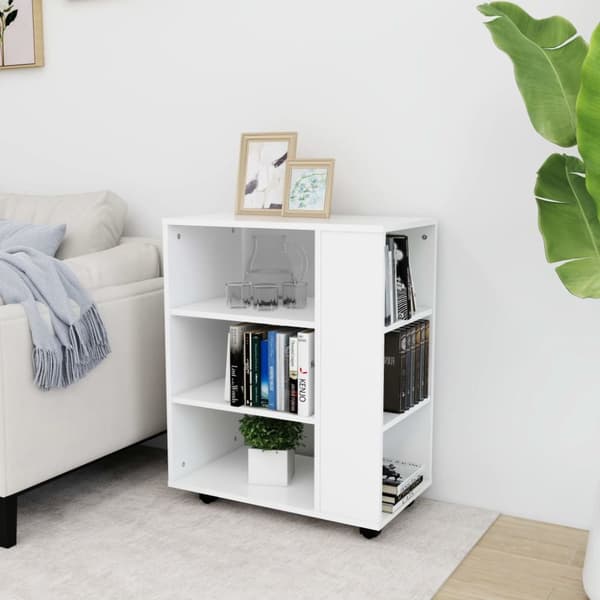 rulleskab 60x35x75 cm konstrueret træ hvid