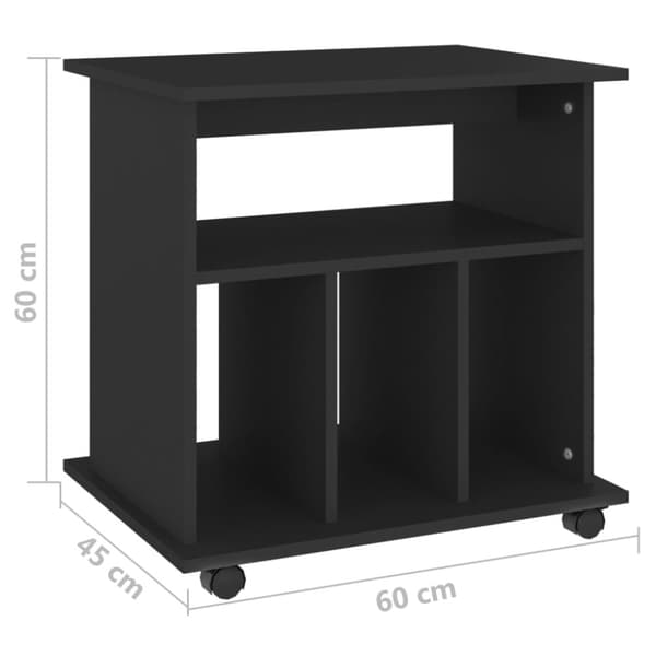 rulleskab 60x45x60 cm konstrueret træ sort