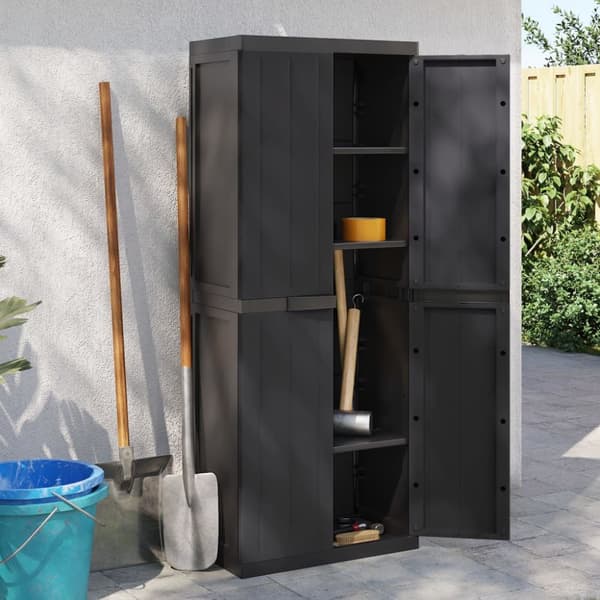 haveskab 65x37x165 cm PP sort