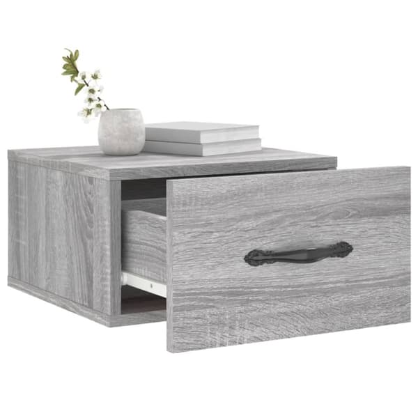 væghængt sengebord 35x35x20 cm grå sonoma-eg
