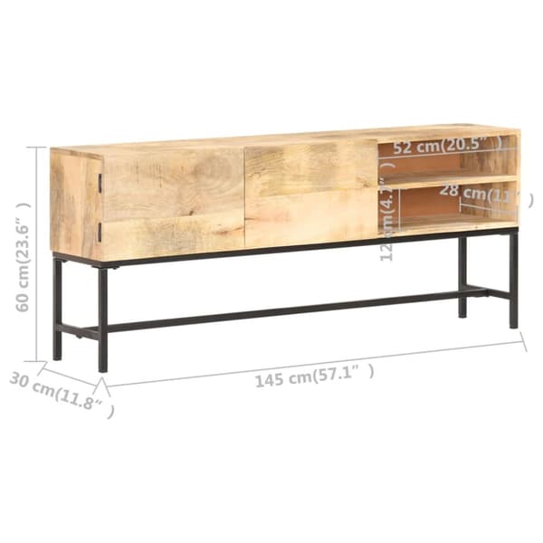skænk 145x30x60 cm massivt mangotræ