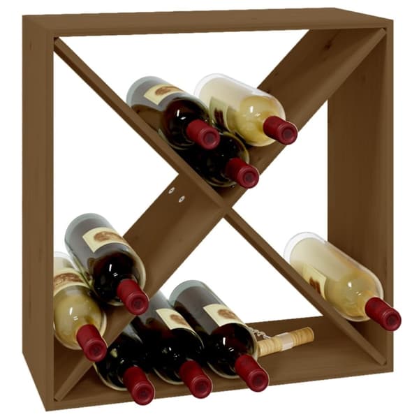 vinreol 62x25x62 cm massivt fyrretræ gyldenbrun