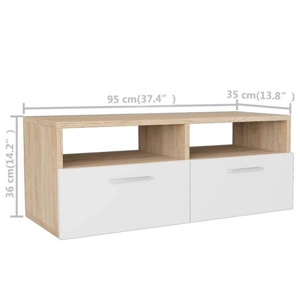TV-bänk 2 st spånskiva 95x35x36 cm ek och vit