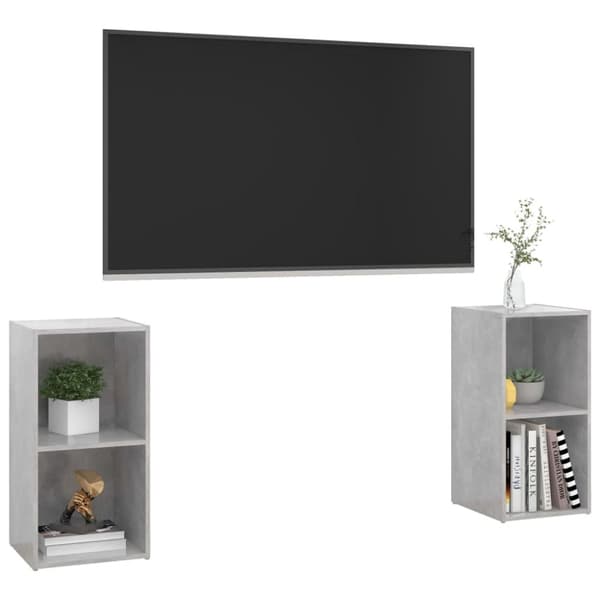 tv-skabe 2 stk. 72x35x36,5 cm konstrueret træ betongrå