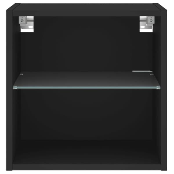 Väggmonterade sängbord med LED-lampor 2 st svart