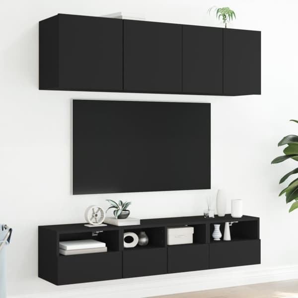 væghængte tv-borde 2 stk. 40x30x30 cm konstrueret træ sort