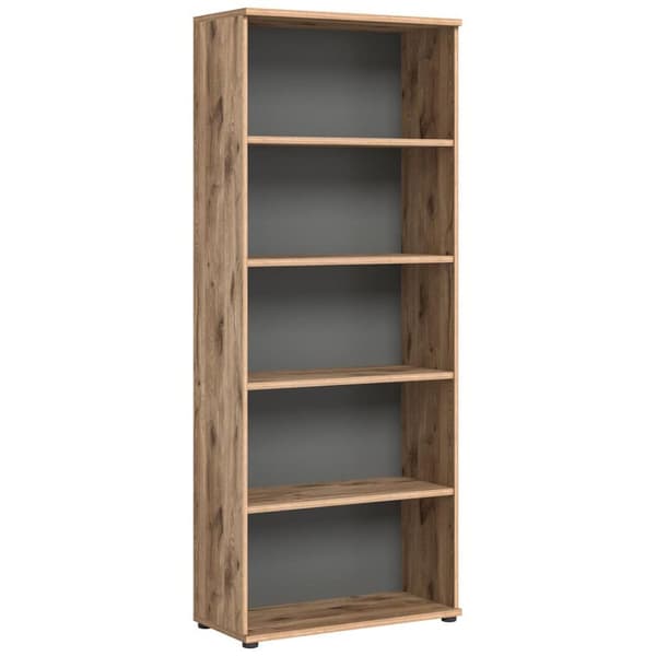 Mason kontorreol 80cm 4 hylder grå,eg dekor.