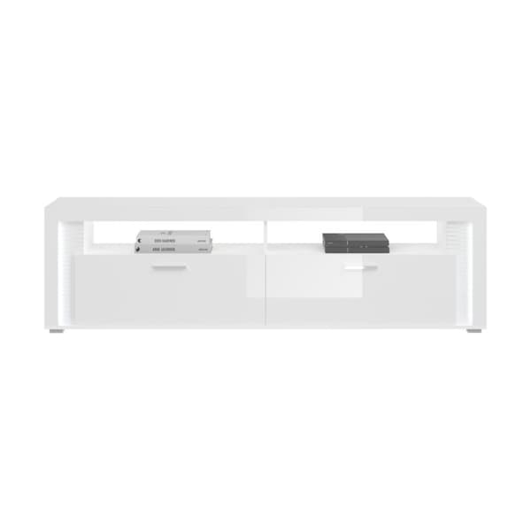 Skylight reol system 4 dele inkl. lys højglans hvid, hvid, glas grå.
