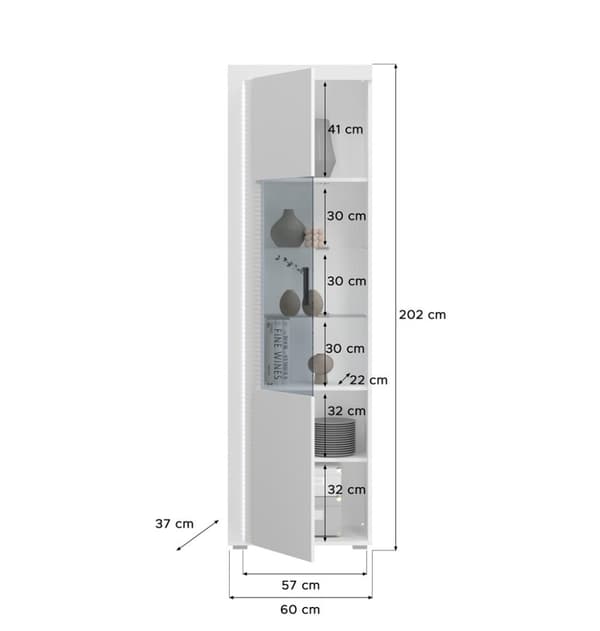 Skylight bokhylla systemet 3 delar med ljus högglans vit, vit, glas grå.