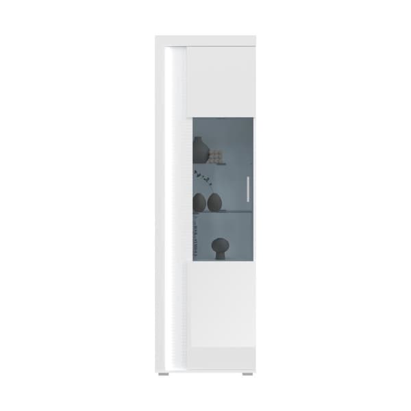 Skylight bokhylla systemet 3 delar med ljus högglans vit, vit, glas grå.
