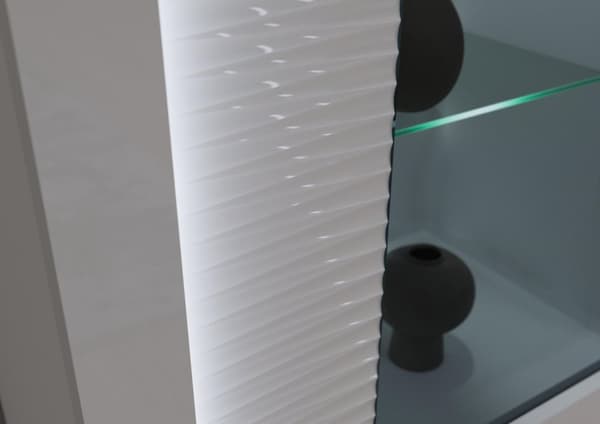 Skylight hylle system 4 deler med lys høyglans hvitt, hvit, glass grå.