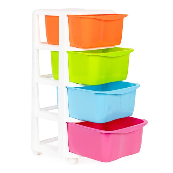 Organiser - 77x35,5x36cm - på hjul - multicolor/vit