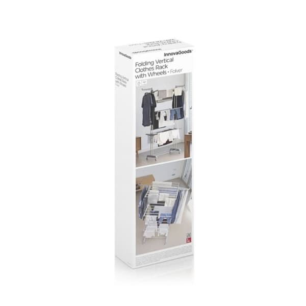 InnovaGoods Folding Vertical Clothes Dryer with Wheels Folver  24 Bars