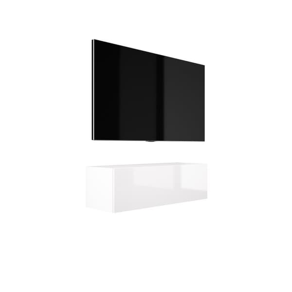 Ripustan TV -kaapin (B: 100 cm, H: 34 cm, T: 32 cm) valkoisella Matt & White High Gloss -kadulla