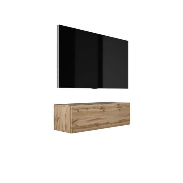 Hængende tv -kabinet (B: 100 cm, H: 34 cm, T: 32 cm) i Wotan Oak
