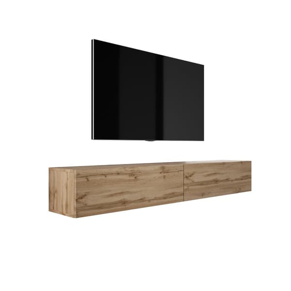 Hängande TV -skåp (B: 200 cm, H: 34 cm, T: 32 cm) i Wotan Oak