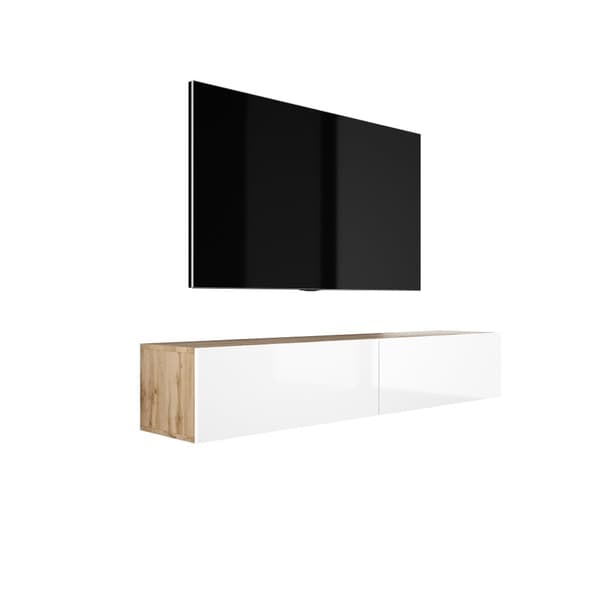 Ripustan TV -kaapin (B: 170 cm, H: 34 cm, T: 32 cm) Wotan Oak & White High Glossissa