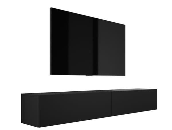Hanging TV -kaappi, A: B: 2 x 100 cm, H: 34 cm, T: 32 cm Musta Matt