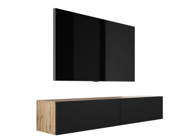 Hængende tv -kabinet, A: B: 170 cm, H: 34 cm, T: 32 cm Wotan Oak/Black Matt