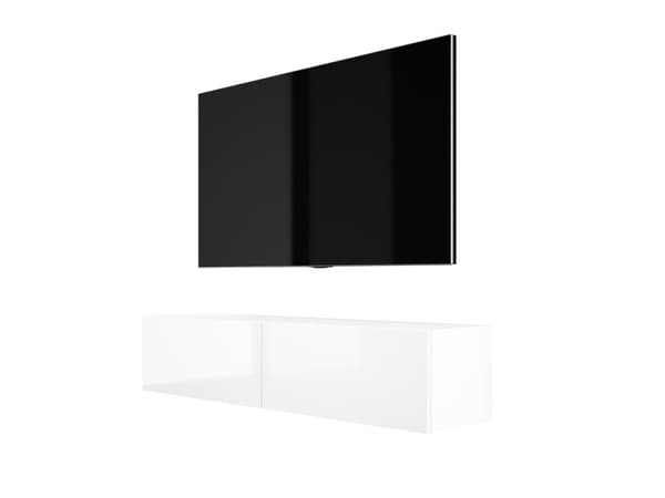 Ripustan TV -kaapin (B: 140 cm, H: 34 cm, T: 32 cm) valkoisella matt/valkoinen kiilto
