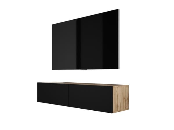 Ripustan TV -kaappi (B: 140 cm, H: 34 cm, T: 32 cm) Wotan Oak/Black Mattissa