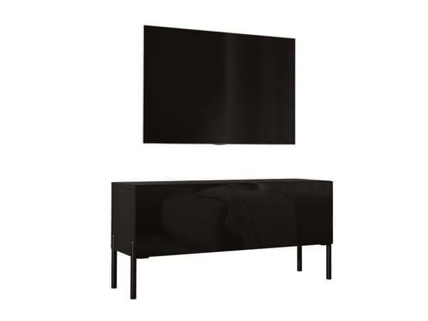 Televisiokaappi mustassa mattalla jaloilla mustana, A: B: 100 cm, H: 52 cm, T: 32 cm