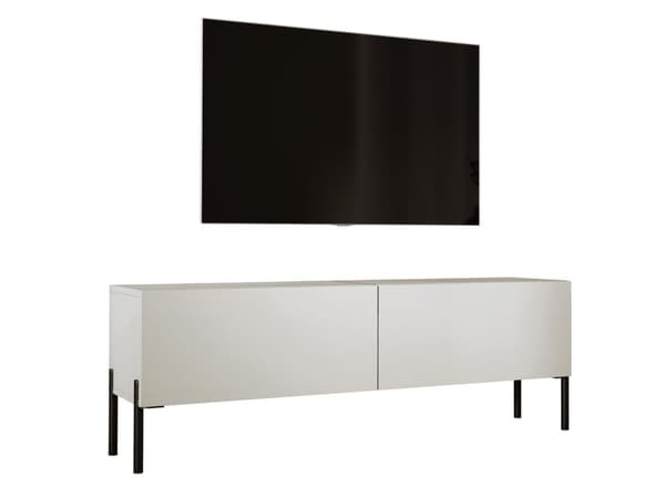 Televisiokaappi kashmirissa jaloilla mustana, A: B: 140 cm, H: 52 cm, T: 32 cm