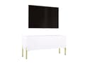 Miniatyrbillede 1 af 7: TV -kabinet i hvidt matt/hvid blankt med ben i guld, A: B: 100 cm, H: 52 cm, T: 32 cm