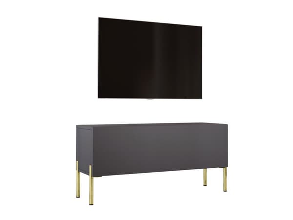 TV -skåp i antracit med ben i guld, A: B: 100 cm, h: 52 cm, t: 32 cm