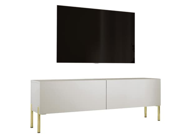 Televisiokaappi kashmirissa jaloilla kullassa, A: B: 140 cm, H: 52 cm, T: 32 cm