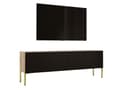 Miniatyrbillede 1 af 7: TV -skab i Wotan Oak/Black Matt med ben i guld, A: B: 140 cm, H: 52 cm, T: 32 cm