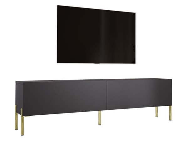 Televisiokaappi antrasiitissa, joissa jalat kultaa, A: B: 170 cm, H: 52 cm, T: 32 cm
