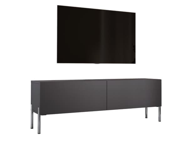 TV -skab i antracit med ben i krom, A: B: 140 cm, H: 52 cm, T: 32 cm