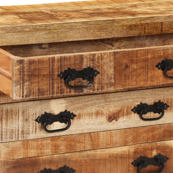 Skänk med 3 lådor 80x30x65 cm massivt grovt mangoträ