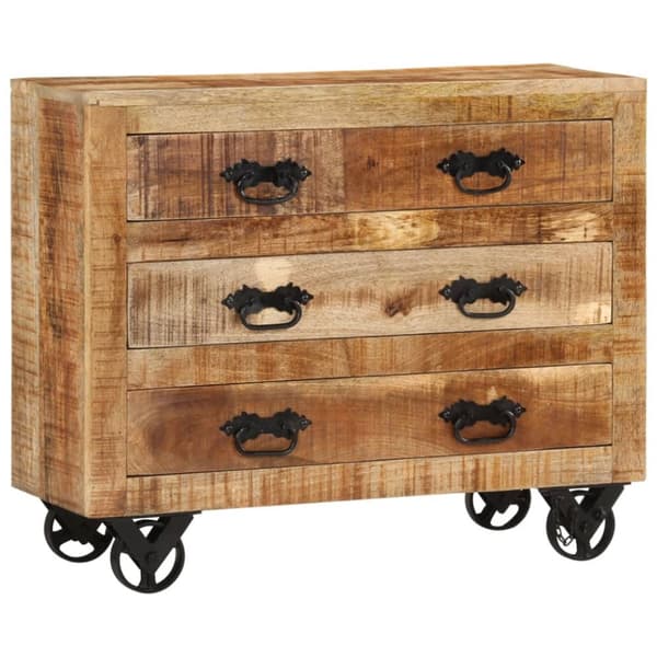 Skänk med 3 lådor 80x30x65 cm massivt grovt mangoträ