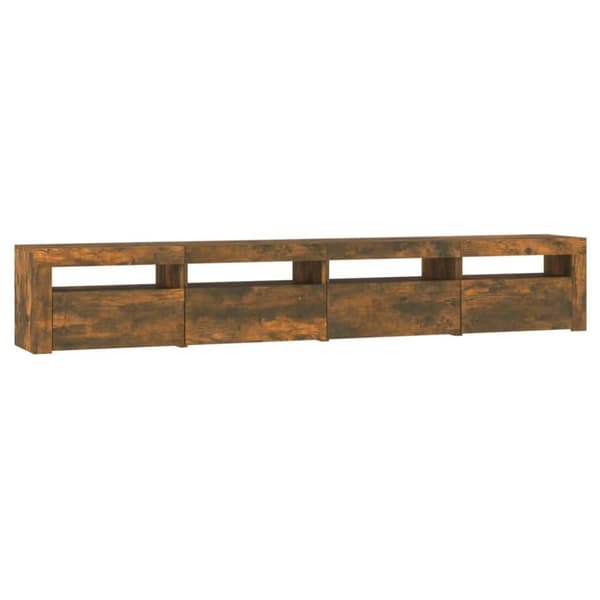 tv-skab med LED-lys 240x35x40 cm røget egetræ