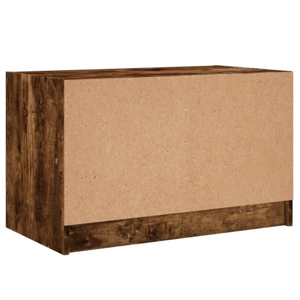 Tv-bänk med glasdörrar rökfärgad ek 68x37x42 cm