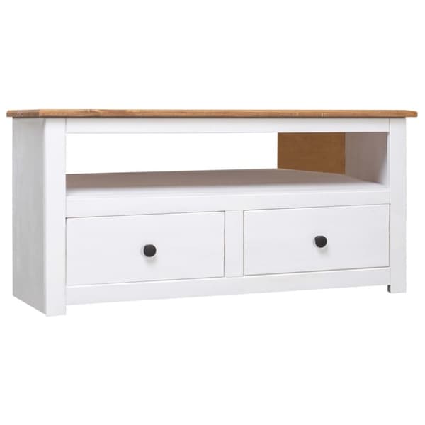 tv-skænk 93 x 49 x 49 cm massivt fyrretræ Panama hvid