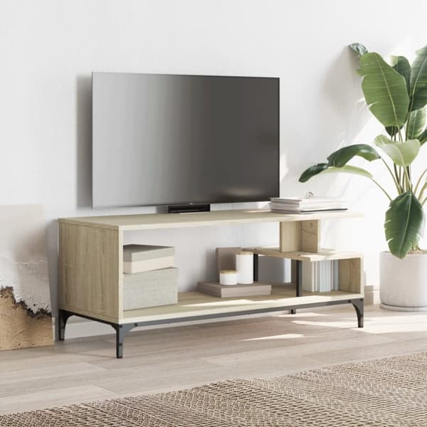 Tv-bänk sonoma-ek 102x40x41 cm trä pulverlackerat stål
