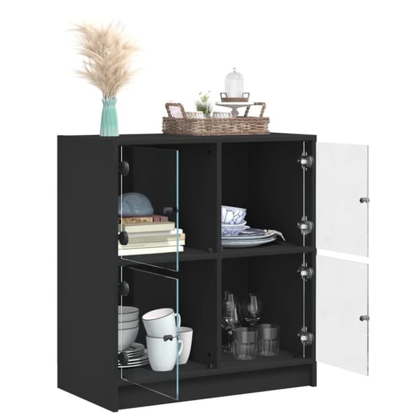skab med glaslåger 68x37x75,5 cm sort