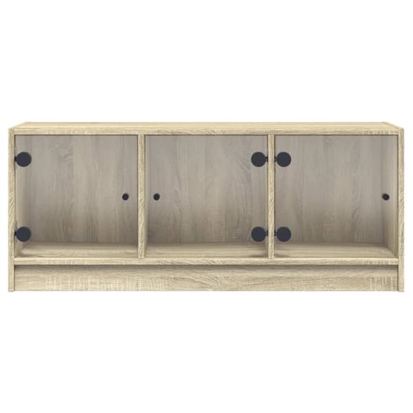 Tv-bänk med glasdörrar sonoma-ek 102x37x42 cm