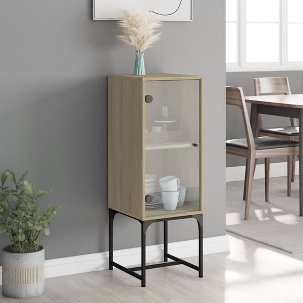 skab med glaslåge 35x37x100 cm sonoma-eg