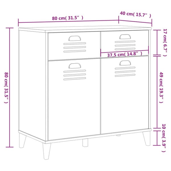 skænk VIKEN 80x40x80 cm konstrueret træ sort