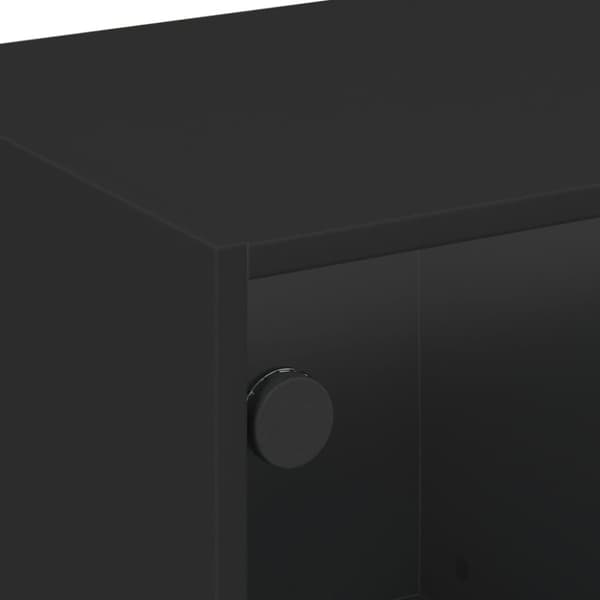 tv-bord med glaslåger 68x37x42 cm sort