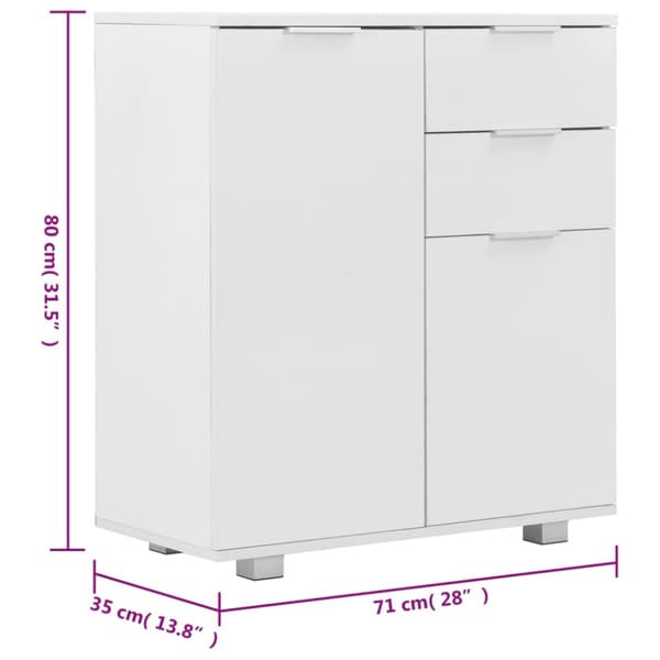 skænk 71 x 35 x 80 cm spånplade hvid højglans