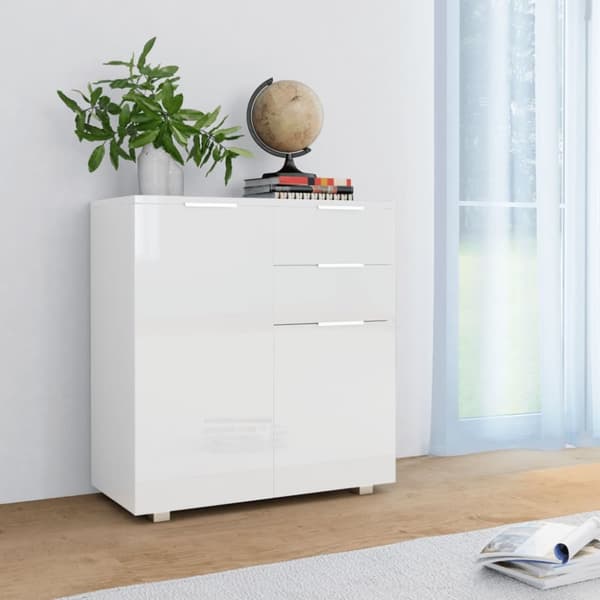 skænk 71 x 35 x 80 cm spånplade hvid højglans
