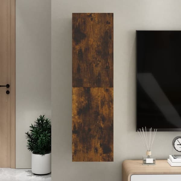 væghængt tv-skab 30,5x30x110 cm røget egetræsfarve