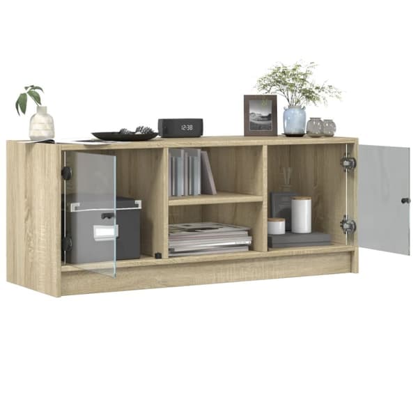 skab med glaslåger 102x37x42 cm sonoma-eg